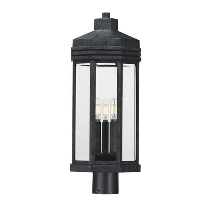 Maxim Lighting Wright 3Lt Outdoor Pole/Post, Black Patina/Clear - 30220CLBKP