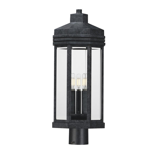 Maxim Lighting Wright 3Lt Outdoor Pole/Post, Black Patina/Clear