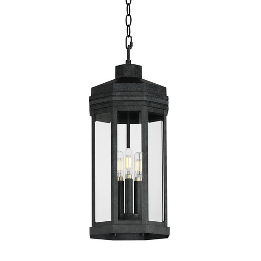 Maxim Lighting Wright 3 Light Outdoor Pendant, Black Patina/Clear