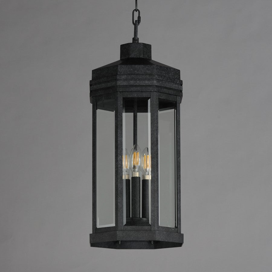 Maxim Lighting Wright 3 Light Outdoor Pendant, Black Patina/Clear