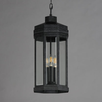 Maxim Lighting Wright 3 Light Outdoor Pendant, Black Patina/Clear