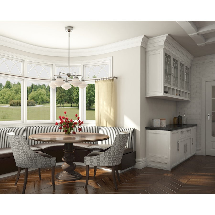 Maxim Lighting New School 5-Light LED Chandelier, Nickel/White