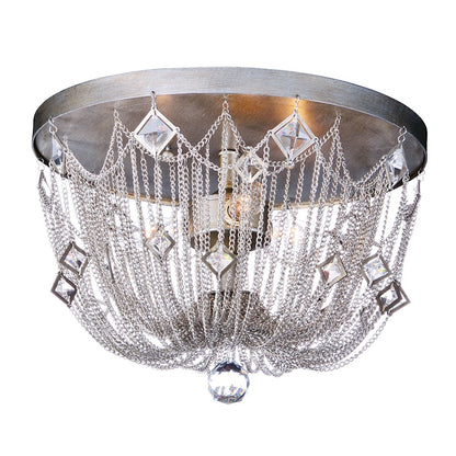 Maxim Lighting 11" x 15" Alessandra 3 Light Flush Mount, Silver Mist