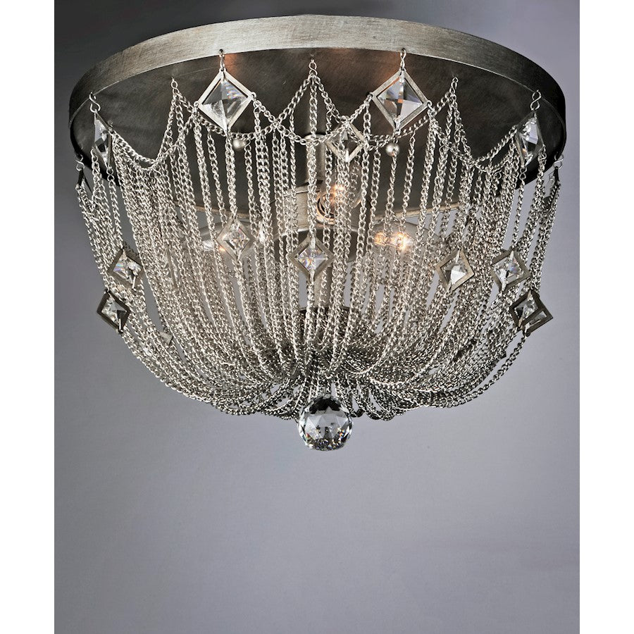 Maxim Lighting 11" x 15" Alessandra 3 Light Flush Mount, Silver Mist