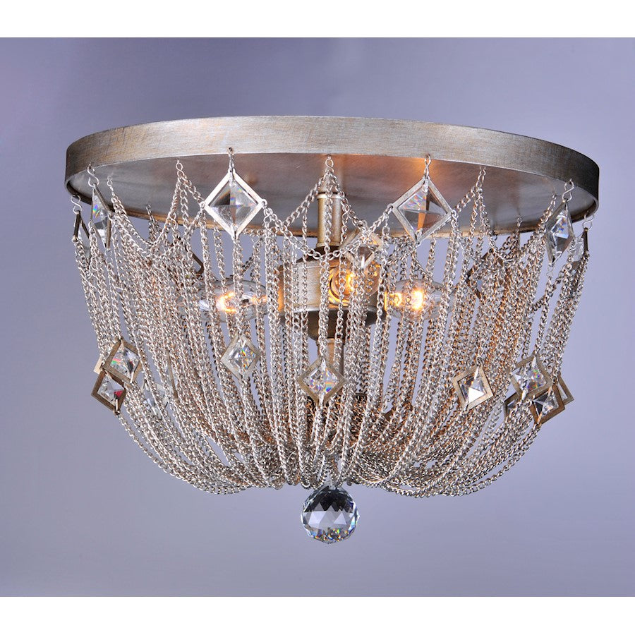 Maxim Lighting 11" x 15" Alessandra 3 Light Flush Mount, Silver Mist