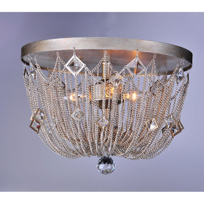 Maxim Lighting 11" x 15" Alessandra 3 Light Flush Mount, Silver Mist