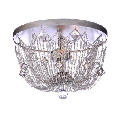 Maxim Lighting 11" x 15" Alessandra 3 Light Flush Mount, Silver Mist