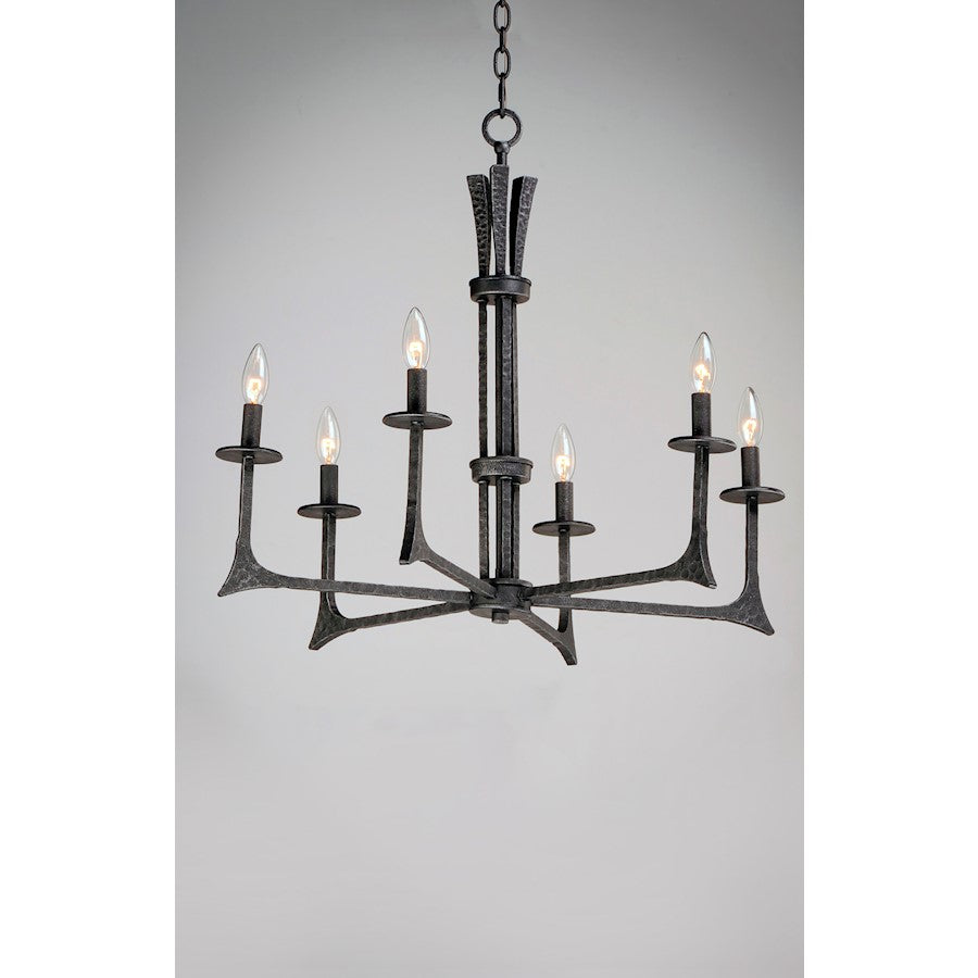 6 Light Chandelier, Natural Iron