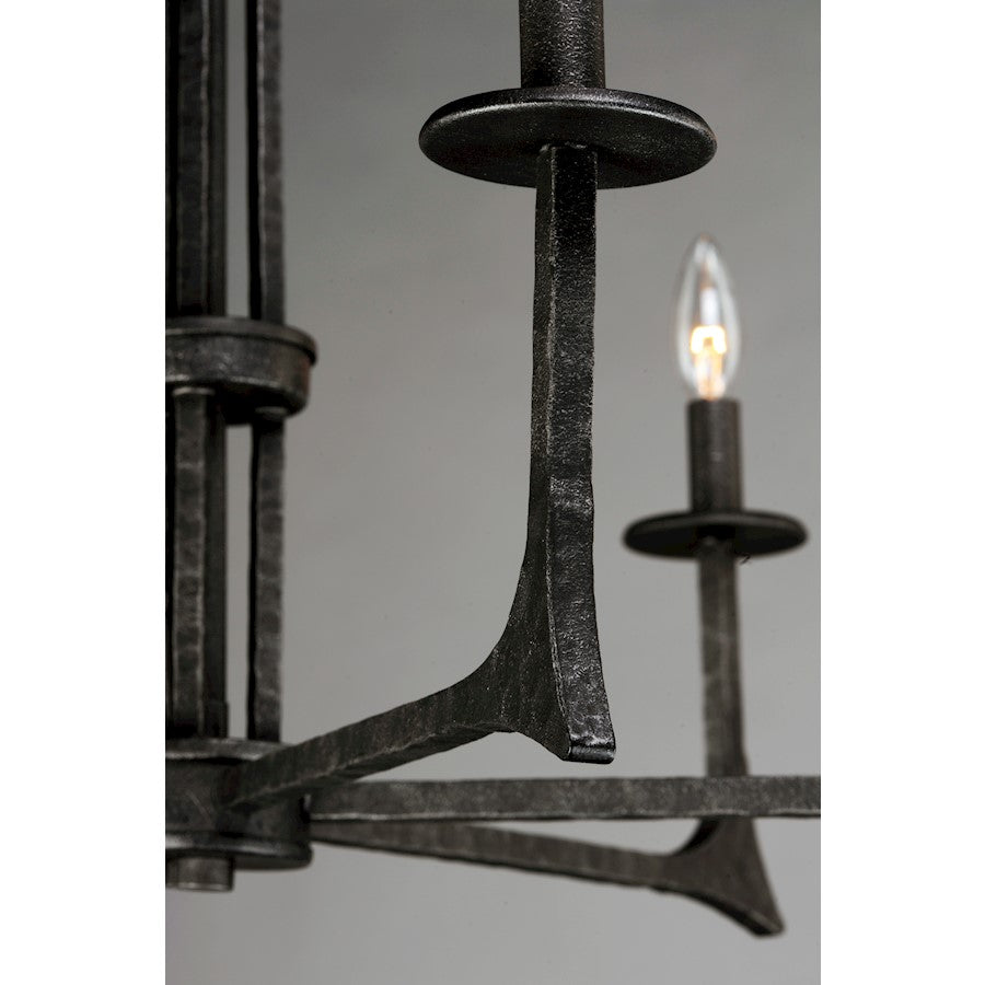 6 Light Chandelier, Natural Iron