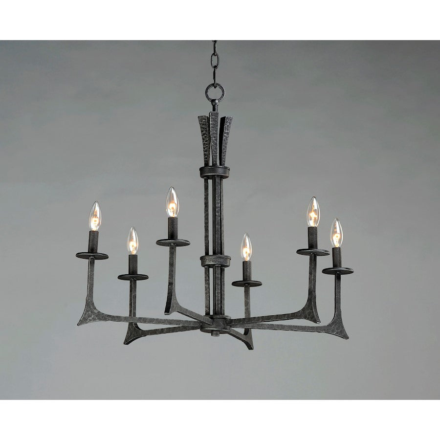 6 Light Chandelier, Natural Iron