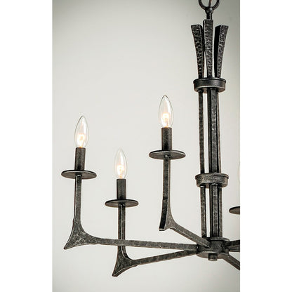 6 Light Chandelier, Natural Iron