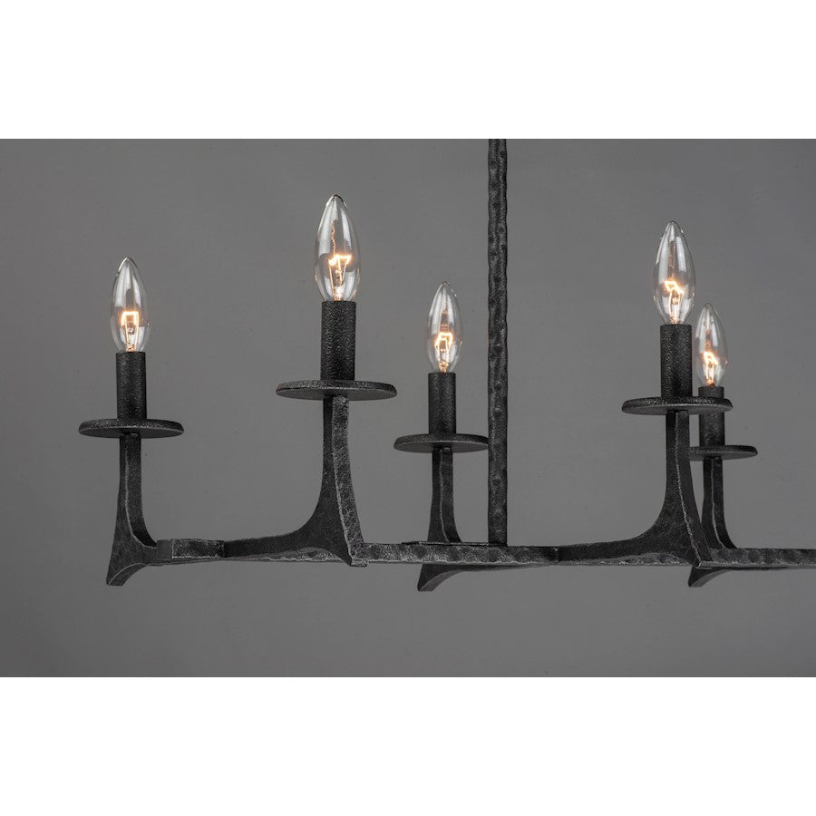8 Light Linear Pendant, Natural Iron