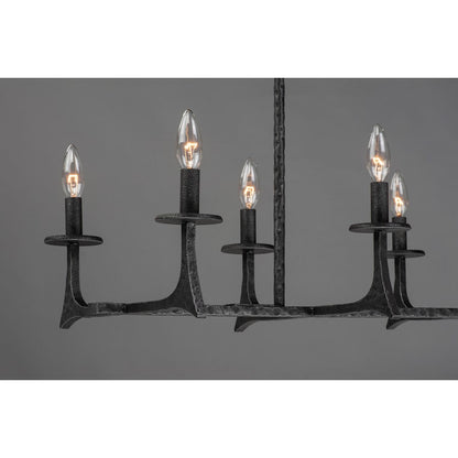8 Light Linear Pendant, Natural Iron
