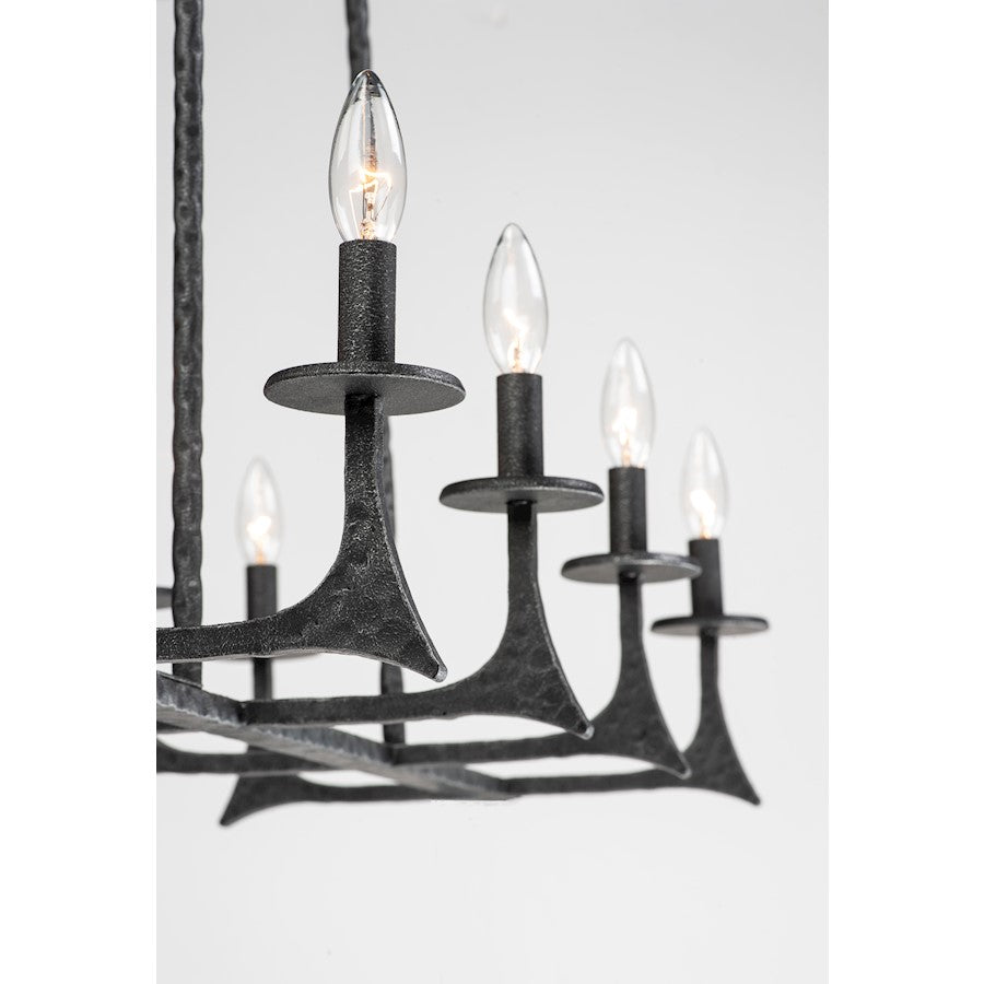 8 Light Linear Pendant, Natural Iron