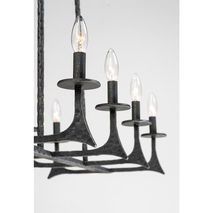 8 Light Linear Pendant, Natural Iron