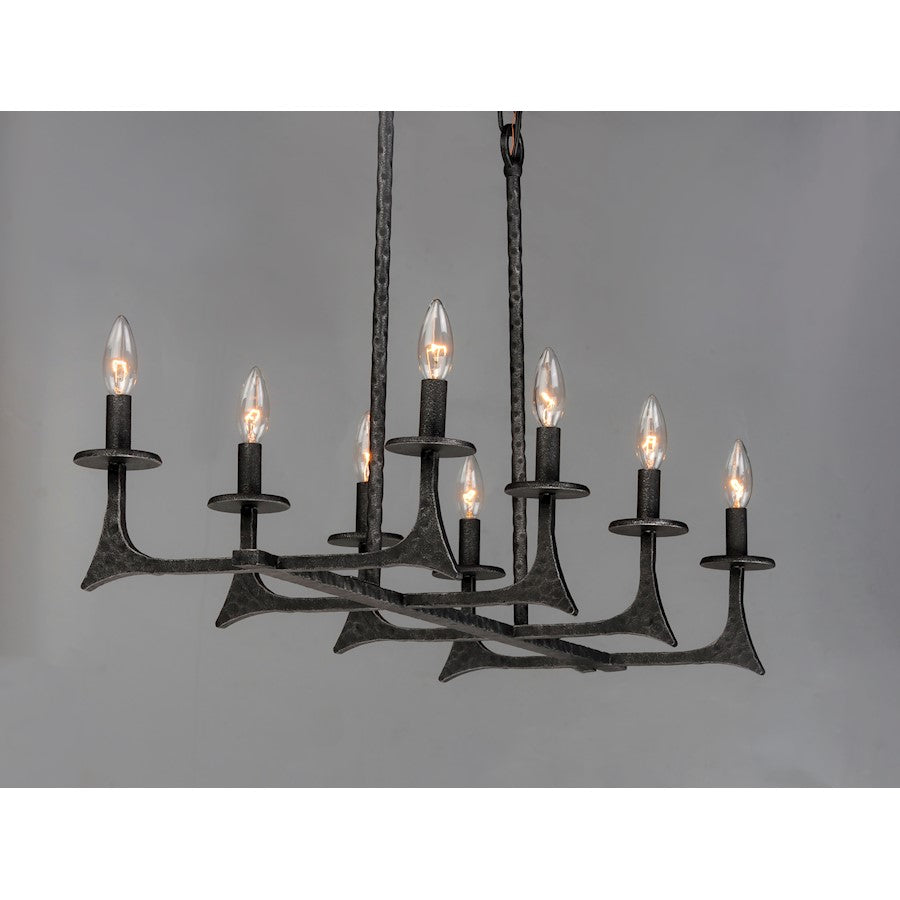 8 Light Linear Pendant, Natural Iron