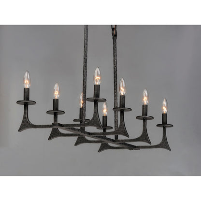 8 Light Linear Pendant, Natural Iron