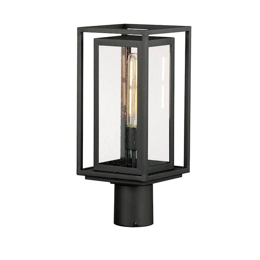 Maxim Lighting Cabana 1 Light Outdoor Post Mount, Black/Seedy