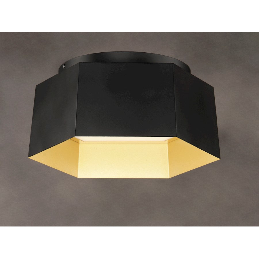 Maxim Lighting Honeycomb 1-Light LED Flush Mount, Black/Gold