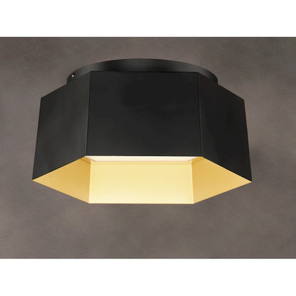 Maxim Lighting Honeycomb 1-Light LED Flush Mount, Black/Gold