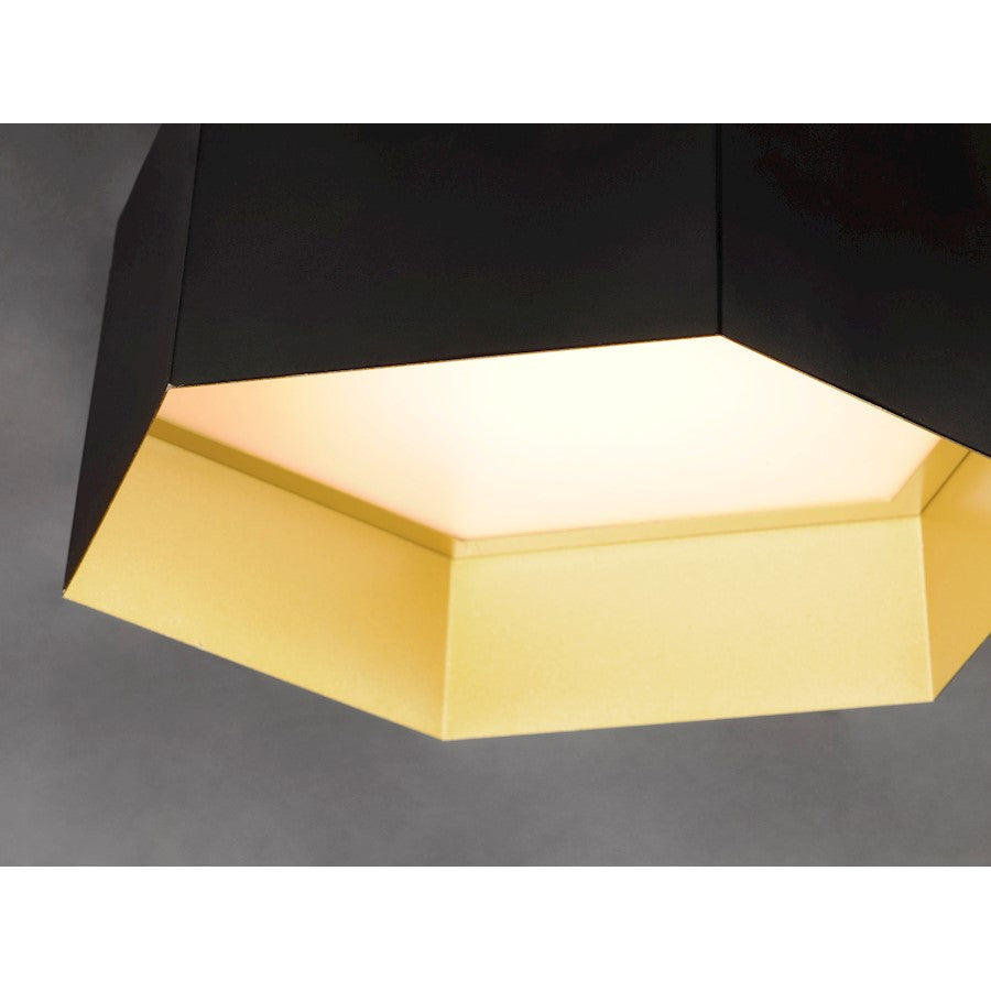 Maxim Lighting Honeycomb 1-Light LED Flush Mount, Black/Gold