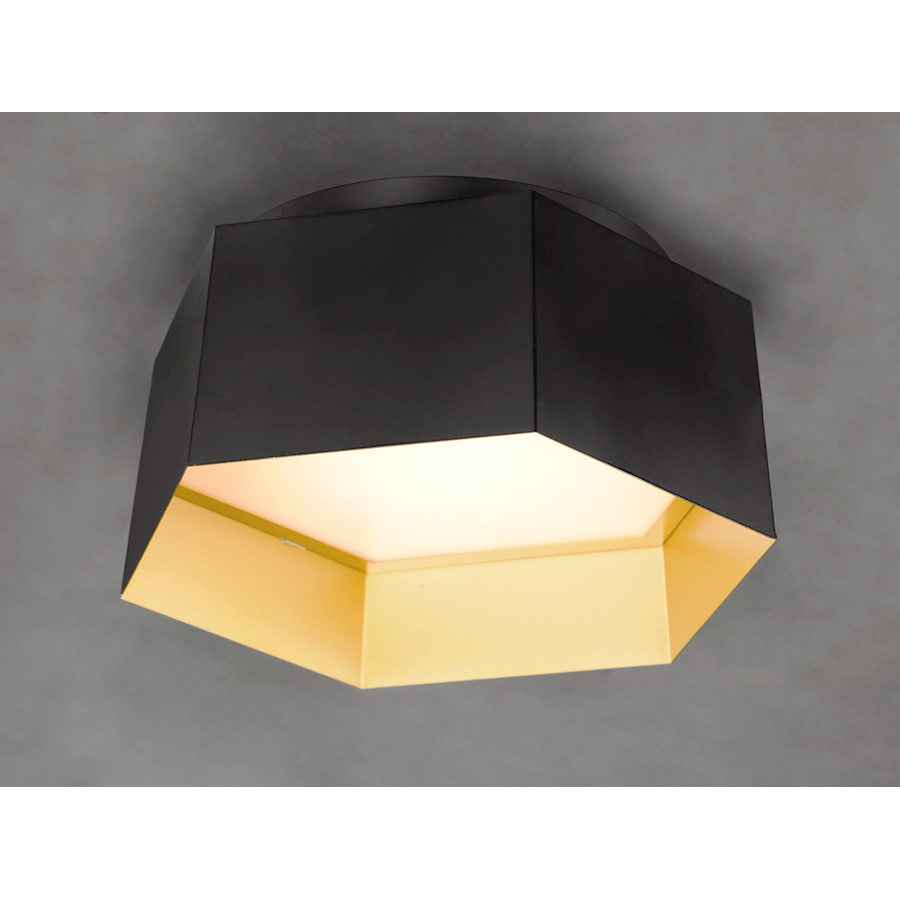 Maxim Lighting Honeycomb 1-Light LED Flush Mount, Black/Gold
