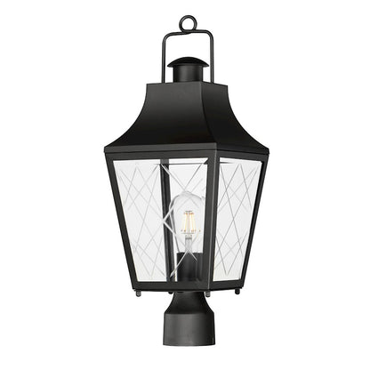 Maxim Lighting Storybook 1 Light Outdoor Post, Black/Clear