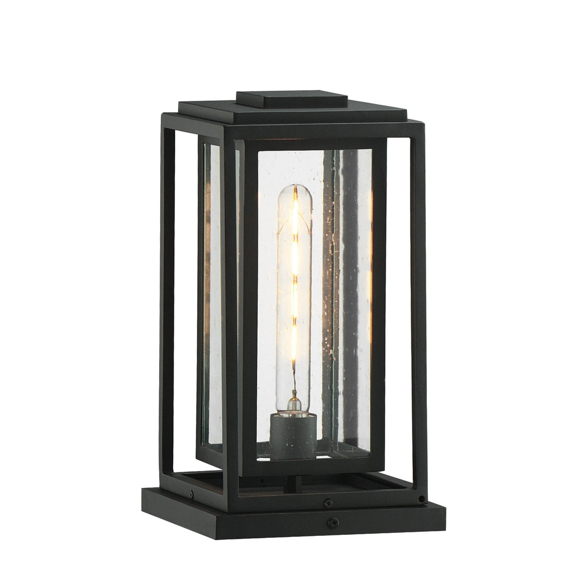 Maxim Lighting Cabana 8in 1-Light Deck Lantern | Transitional Black Aluminum | Outdoor Entry & Patio Wall Light | 8 x 8 x 14 in | Model 3037CDBK
