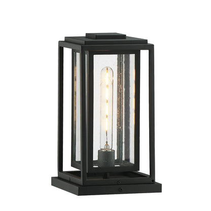 Maxim Lighting Cabana 8in 1-Light Deck Lantern | Transitional Black Aluminum | Outdoor Entry & Patio Wall Light | 8 x 8 x 14 in | Model 3037CDBK