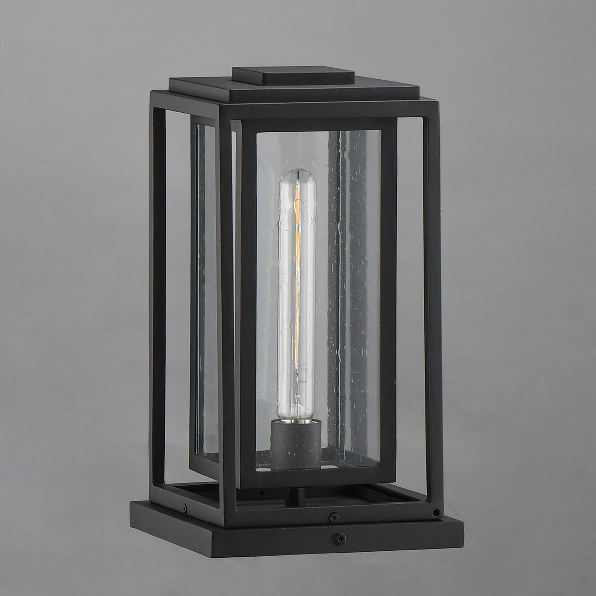 Maxim Lighting Cabana 8in 1-Light Deck Lantern | Transitional Black Aluminum | Outdoor Entry & Patio Wall Light | 8 x 8 x 14 in | Model 3037CDBK