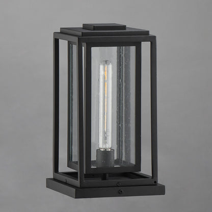 Maxim Lighting Cabana 8in 1-Light Deck Lantern | Transitional Black Aluminum | Outdoor Entry & Patio Wall Light | 8 x 8 x 14 in | Model 3037CDBK