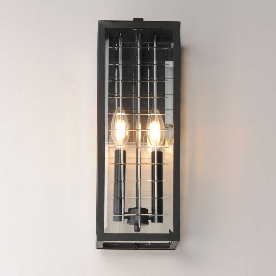 Maxim Lighting Magnus 2 Light 17" Outdoor Wall Mount, Black/Clear