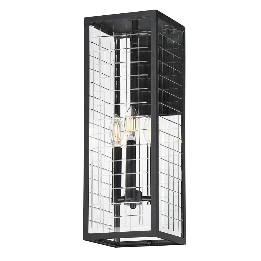 Maxim Lighting Magnus 3 Light Outdoor Wall Mount, Black/Clear - 30694CLBK