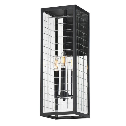 Maxim Lighting Magnus 3 Light Outdoor Wall Mount, Black/Clear