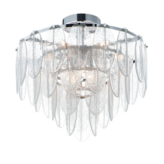 Maxim Lighting Glacier 9-Light Flush Mount, White/Polished Chrome