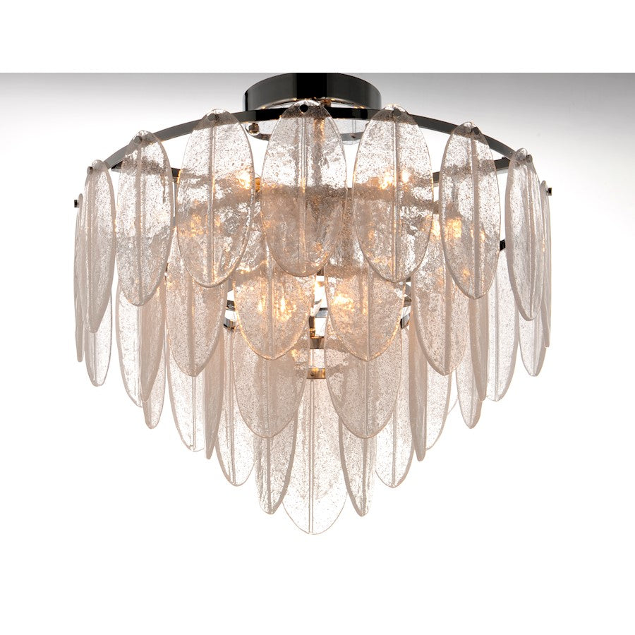 Maxim Lighting Glacier 9-Light Flush Mount, White/Polished Chrome