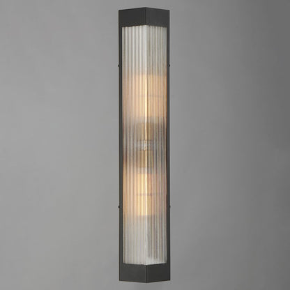 Maxim Lighting Triform 2Lt 32" Outdoor Sconce, Black/Brass/Ribbed