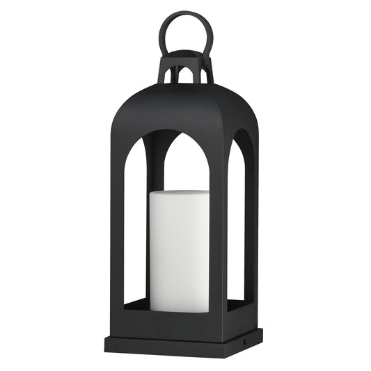 Maxim Lighting Marrakech 18.5in 1-Light Outdoor Deck Lantern | Moroccan Black and Satin White Glass | Deck & Patio Post | Model 30899SWBK
