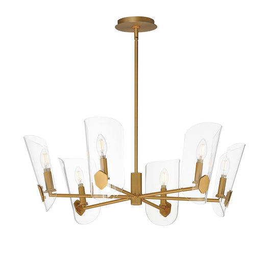 Maxim Lighting Armory 6 Light Chandelier, Natural Aged Brass/Clear