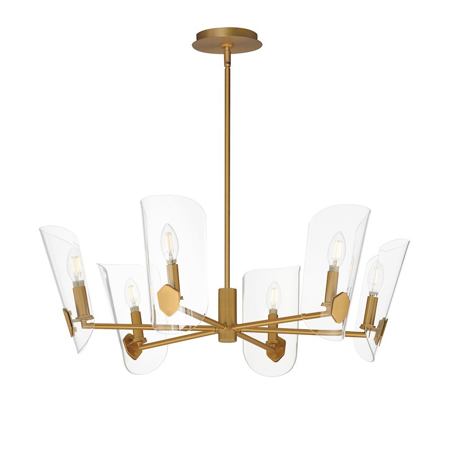Maxim Lighting Armory 6 Light Chandelier, Natural Aged Brass/Clear