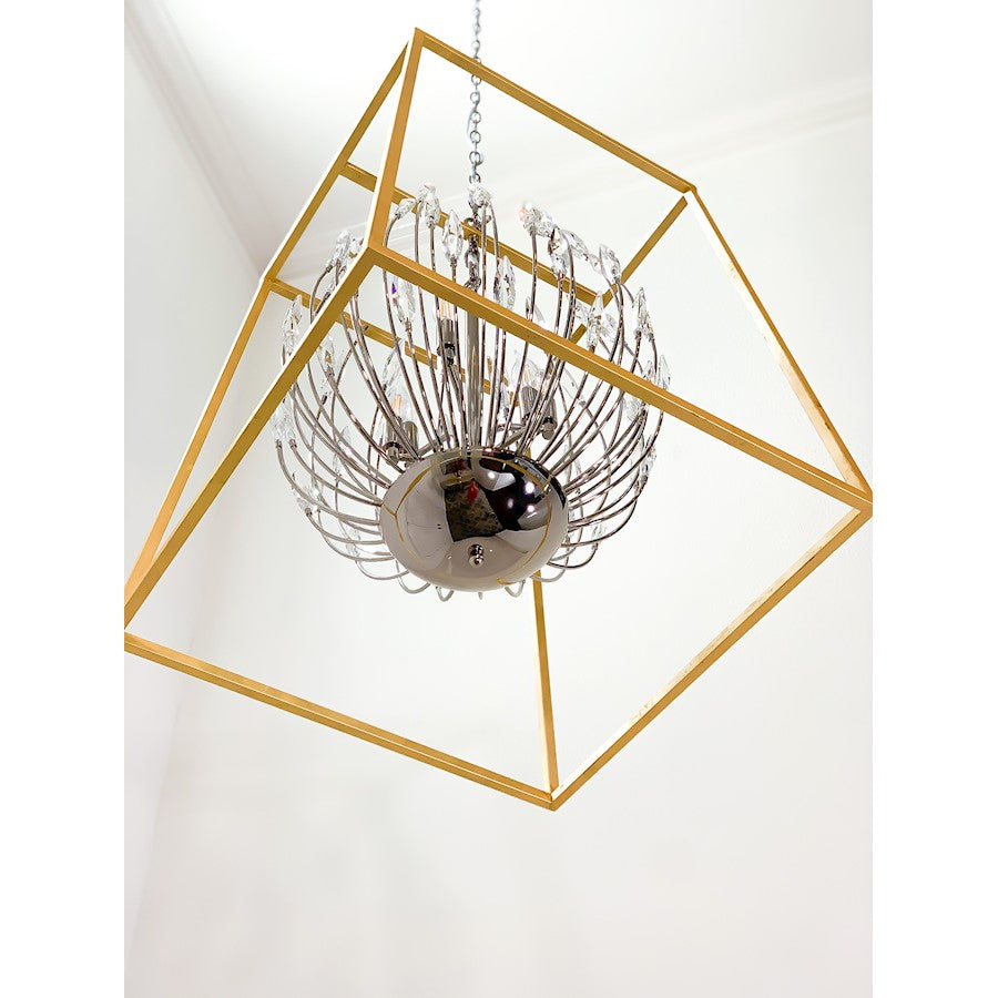 4 Light Pendant, Polished Nickel