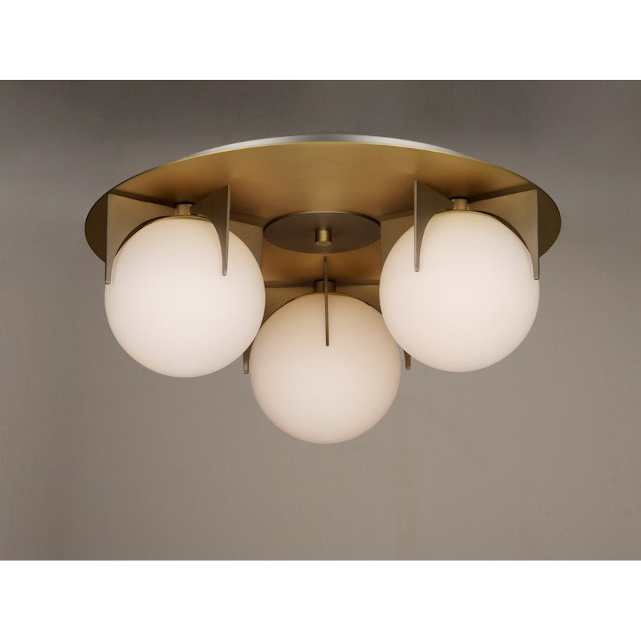 Maxim Lighting Finn 3-Light Flush Mount, Satin Brass/Platinum