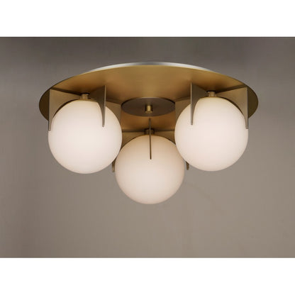 Maxim Lighting Finn 3-Light Flush Mount, Satin Brass/Platinum