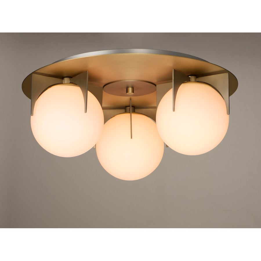 Maxim Lighting Finn 3-Light Flush Mount, Satin Brass/Platinum