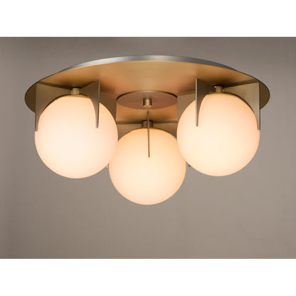 Maxim Lighting Finn 3-Light Flush Mount, Satin Brass/Platinum
