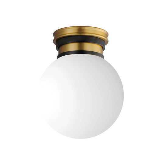 Maxim San Simeon 1 Light Semi-Flush Mount, Black/Brass/White