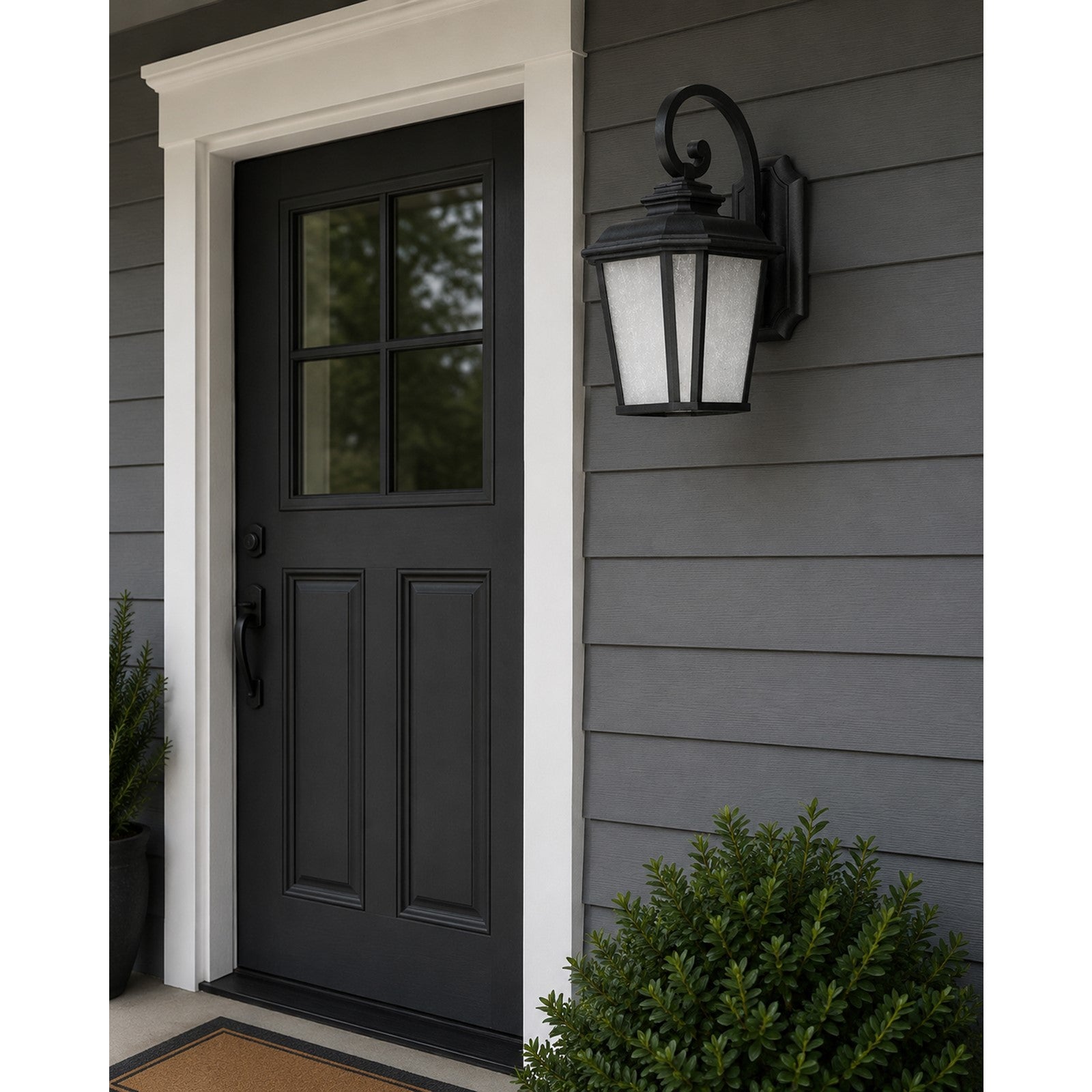 Maxim Radcliffe 11in 1-Light Outdoor Wall Light | Early American Black Oxide and Weathered Frost Glass | Covered Patio & Entryway | Model 3344WFBO