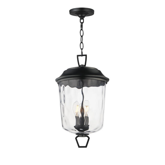 Maxim Prescott 3Lt Outdoor Pendant, Dark Bronze/Water Glass