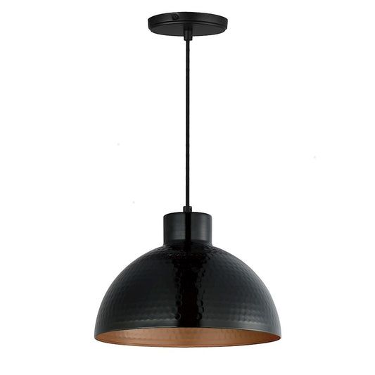 Maxim Lighting Rockport 1 Light 9" Pendant, Black/Antique Copper