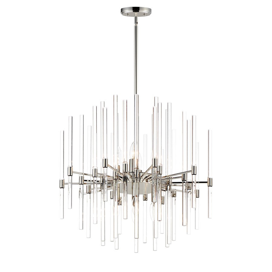 8 Light Chandelier, Polished Nickel